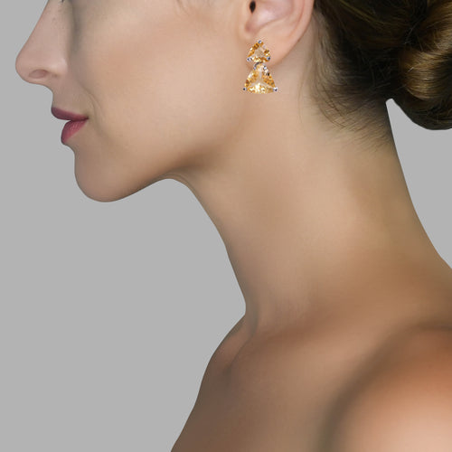 Earrings - Double Citrine Drops