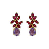 Earrings - Amethyst & Garnet Flower Drop