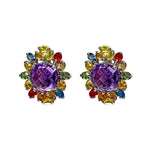 Earrings - Amethyst and Multi Sapphire Stud