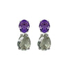 Earrings - Amethyst & Prasiolite Double Drops