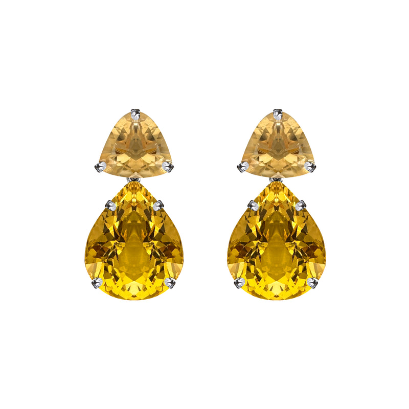 Earrings - Double Citrine Drops