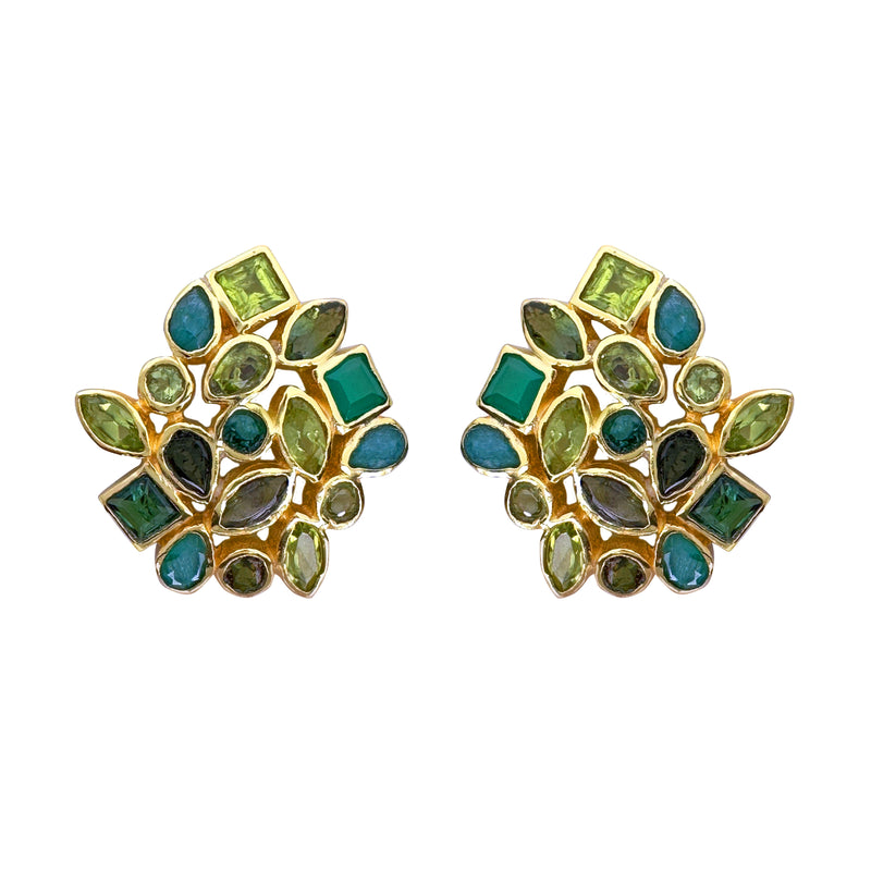 Earrings - Cluster in Mixed Greens