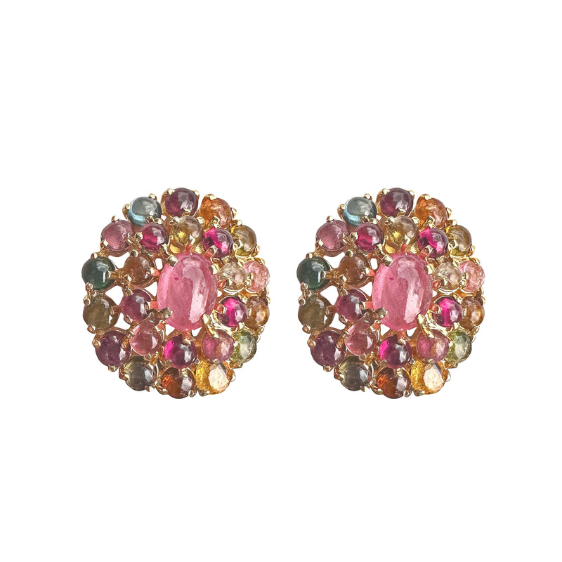 Earrings - Ruby & Tourmaline Ovals