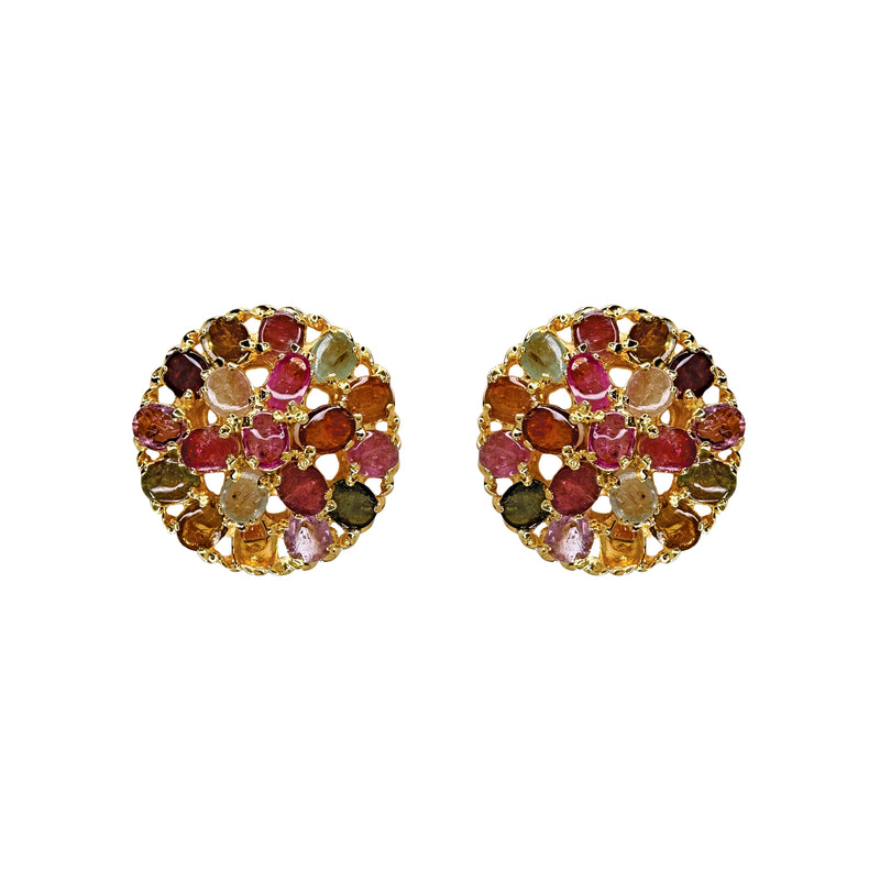 Earrings - Tourmaline Cluster Circle