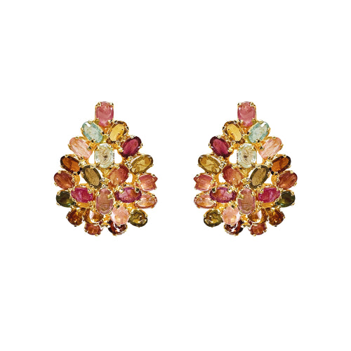 Earrings - Tourmaline Pear Cluster