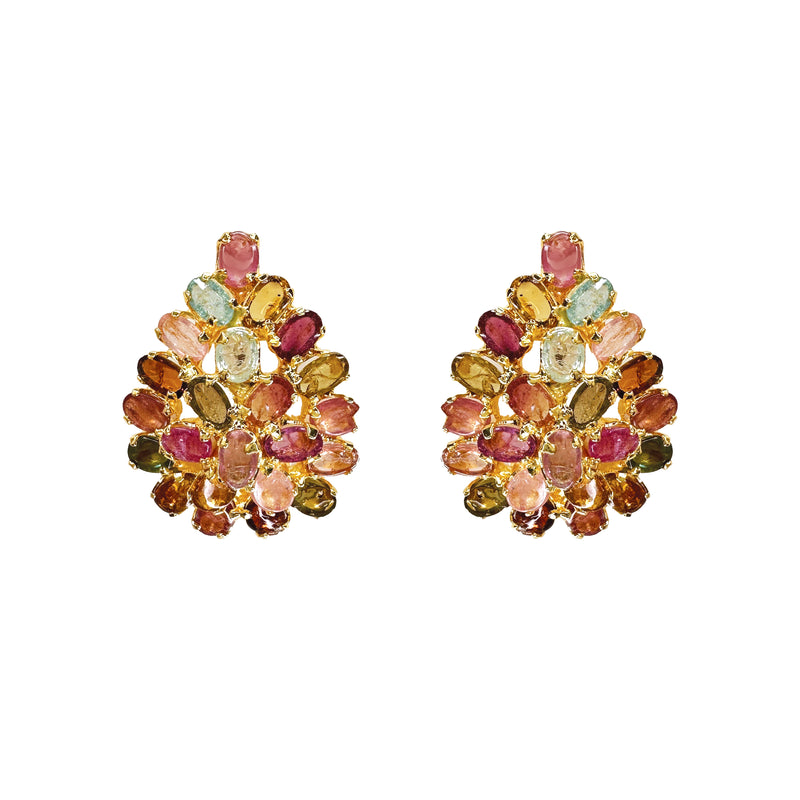 Earrings - Tourmaline Pear Cluster