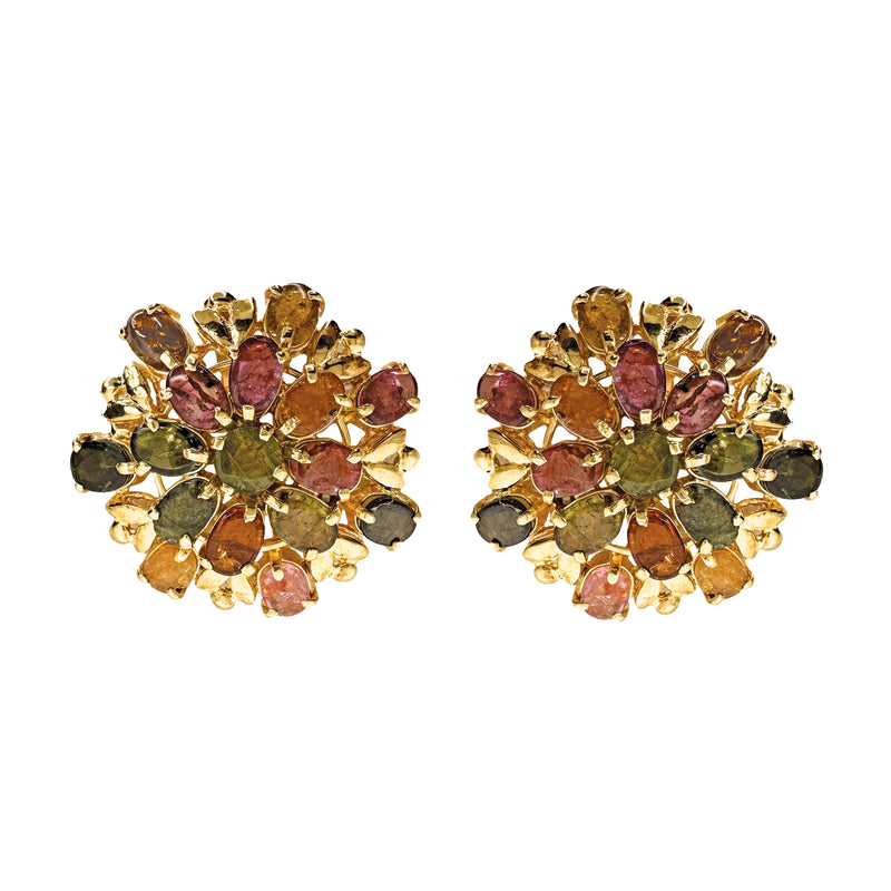 Earrings - Tourmaline Flower Cluster