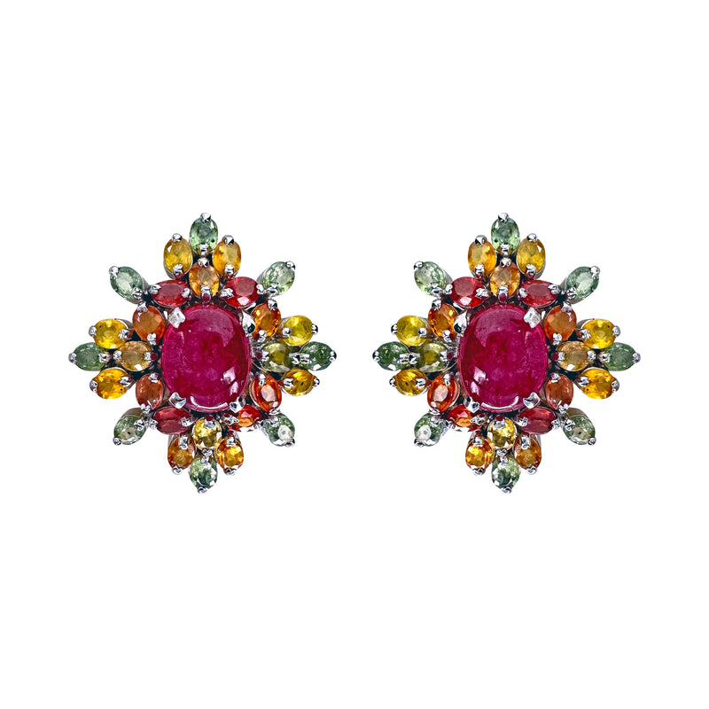 Earrings - Ruby & Multi Sapphires