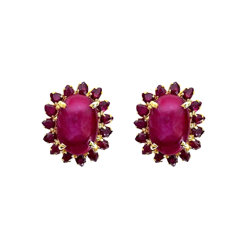 Earrings - Ruby Ovals