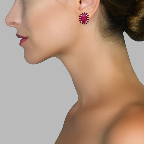 Earrings - Ruby Ovals