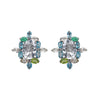 Earrings - Blue Topaz, Clear Crystal Quartz &  Peridot Cocktail Stud