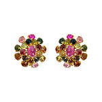 Earrings - Tourmaline & Ruby Cluster