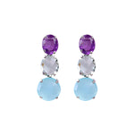 Earrings - Amethyst, Prasiolite and Chalcedony