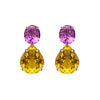 Earrings - Pink Topaz & Citrine Double Drops