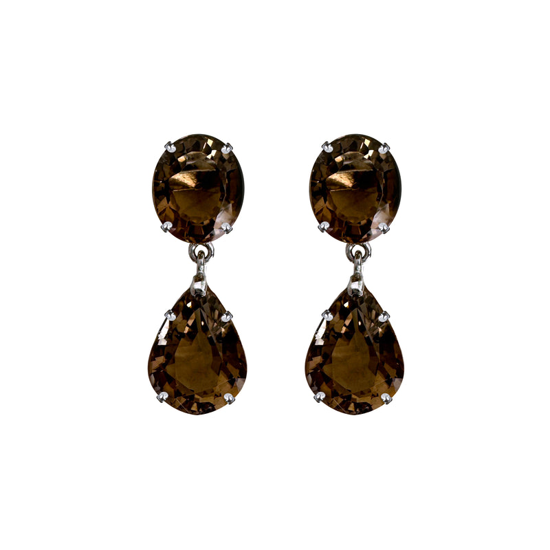 Earrings - Smoky Quartz Double Drops