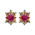 Earrings - Ruby & Multi Sapphires