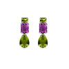 Earrings - Peridot, Pink Topaz & Green Quartz Triple Drops