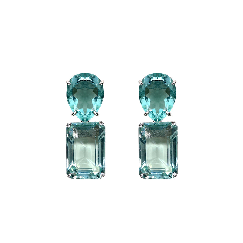 Earrings - Aquamarine Double Drops