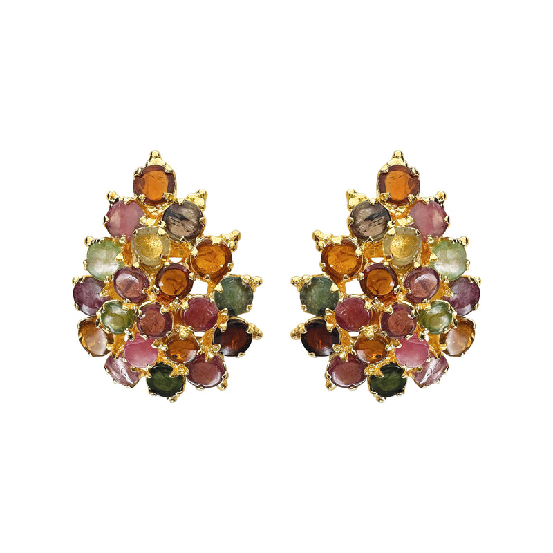 Earrings - Tourmaline Pear Cluster