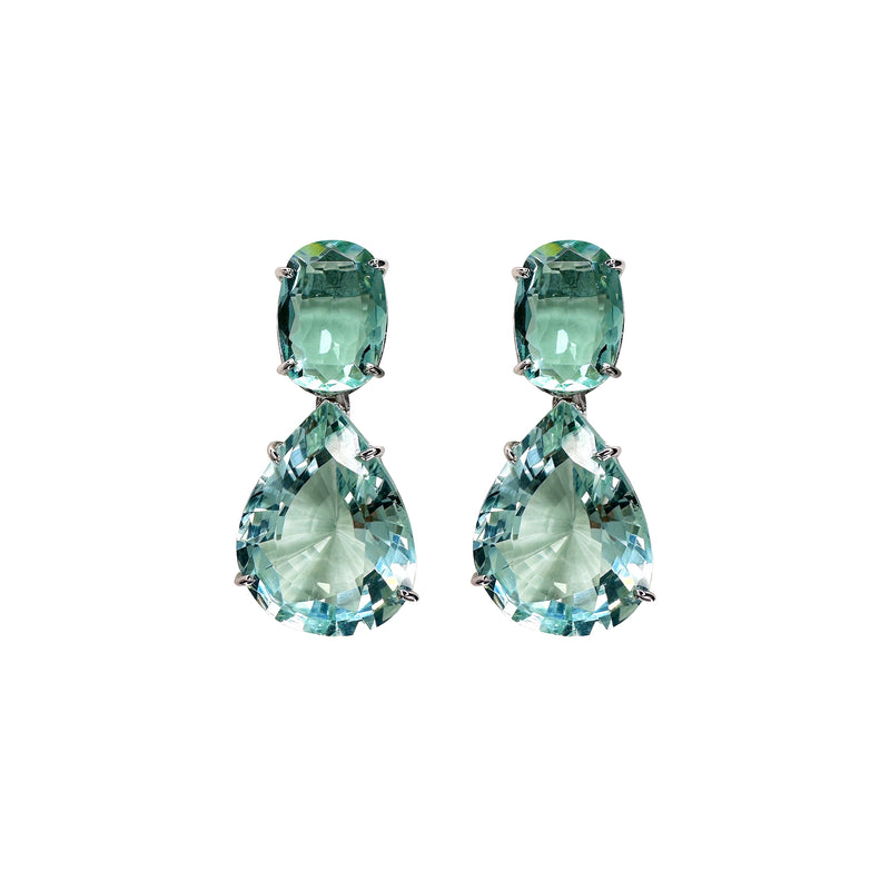 Earrings - Aquamarine Double Drops