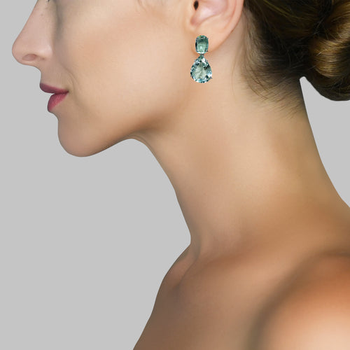 Earrings - Aquamarine Double Drops