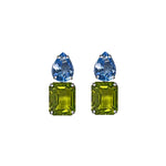 Earrings - Blue Topaz & Peridot Colored Quartz