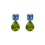 Earrings - Blue Topaz & Peridot Colored Quartz