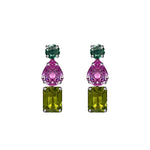 Earrings - Aquamarine, Pink Topaz & Green Quartz Trio