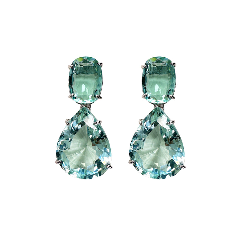 Earrings - Aquamarine Double Drops