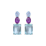 Earrings - Blue Topaz, Amethyst and Aquamarine Quartz