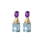 Earrings - Amethyst, Citrine & Aquamarine Quartz