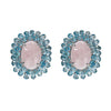 Earrings - Blue Topaz & Rose Quartz Flower