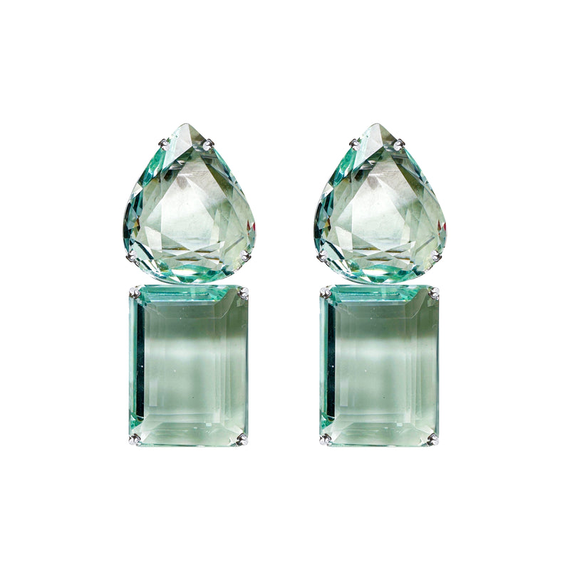 Earrings - Prasiolite Double Drops