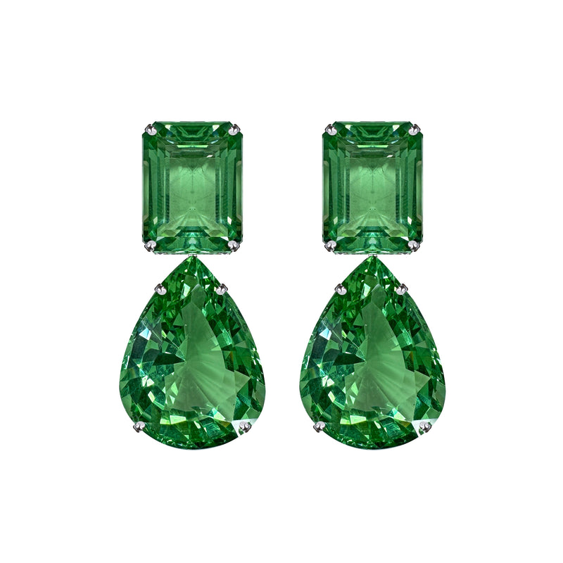 Earrings - Green Quartz Double Drops