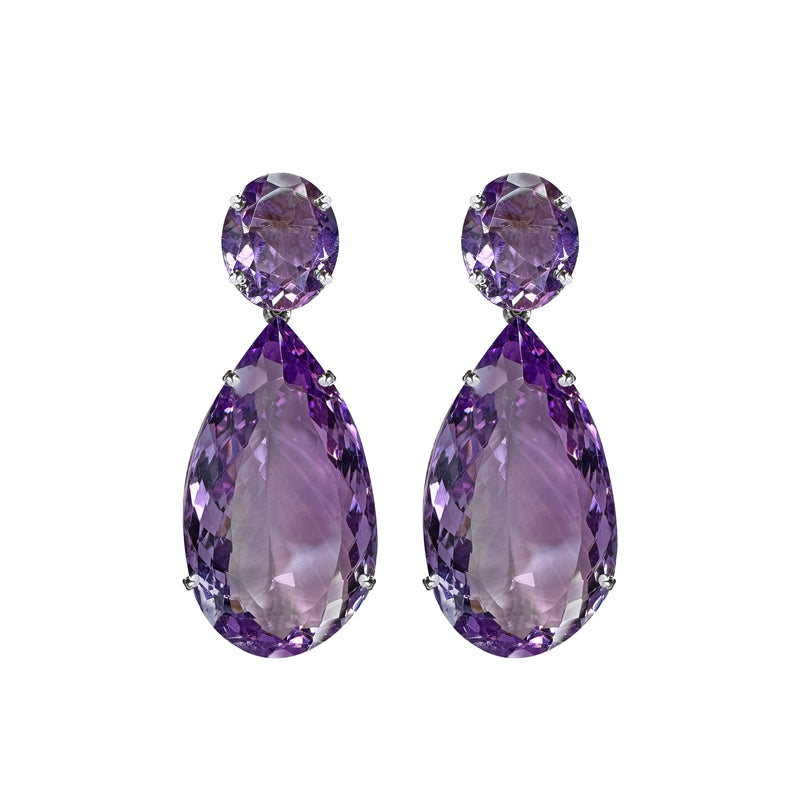 Earrings - Amethyst Double Drops