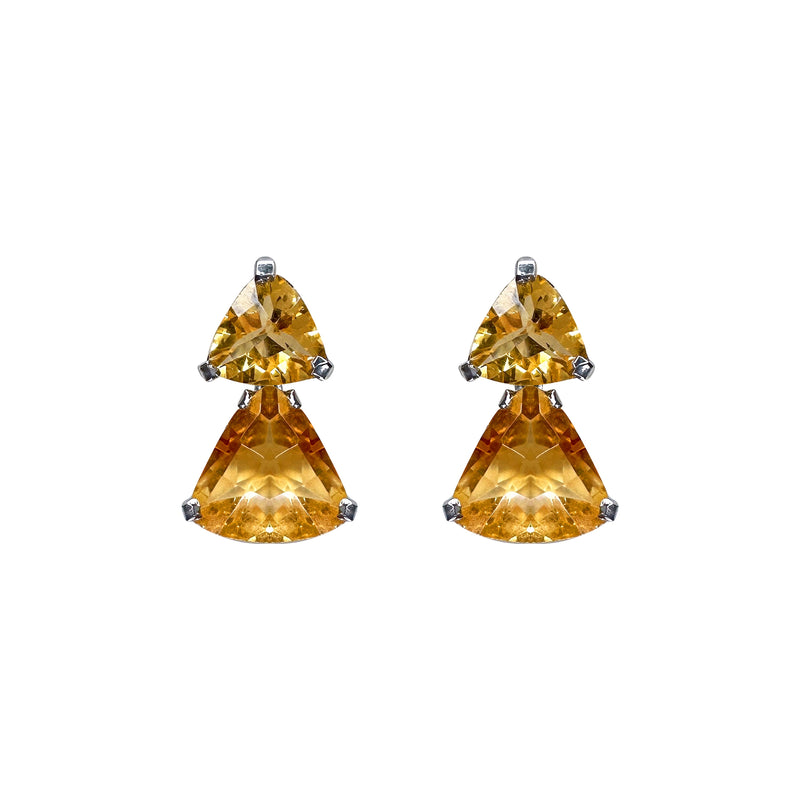 Earrings - Citrine Double Drops