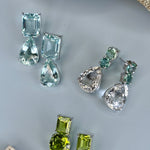 Earrings - Aquamarine, Prasiolite & Clear Crystal Quartz