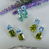 Earrings - Blue Topaz & Peridot Colored Quartz