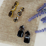 Earrings - Smoky Quartz Double Drop