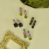 Earrings - Aquamarine, Pink Topaz & Green Quartz Trio