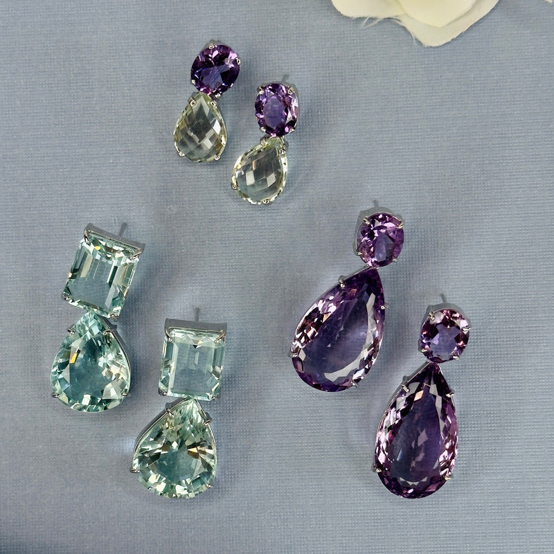 Earrings - Aquamarine Double Drops