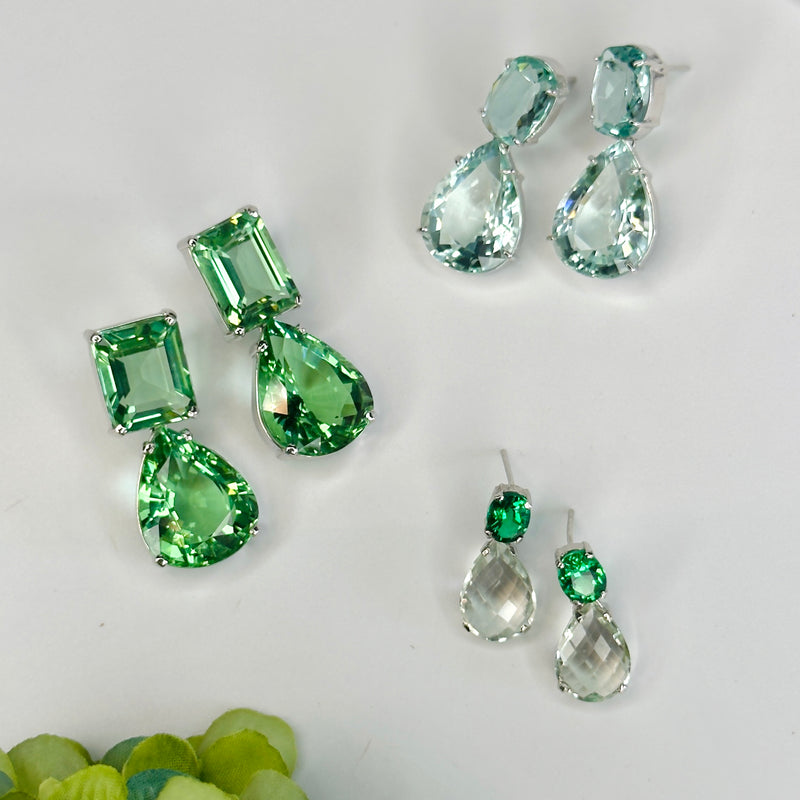 Earrings - Green Quartz Double Drops