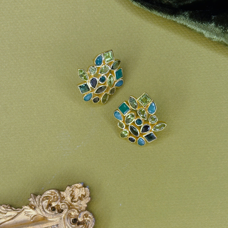 Earrings - Cluster in Mixed Greens