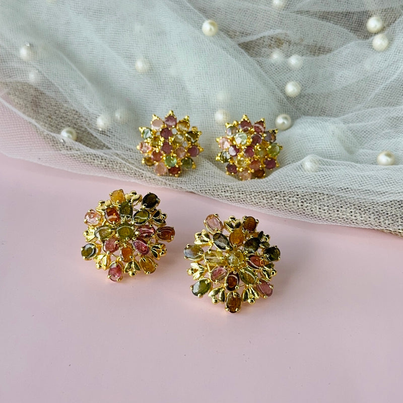 Earrings - Tourmaline Flower Cluster