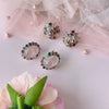 Earrings - Rose Quartz & Multi Gem Flower