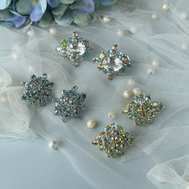 Earrings - Blue Topaz Snowflake