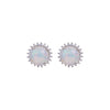 Earrings - Round Opal & White Topaz Halo Studs