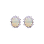 Earrings - Opal & White Topaz Halo