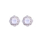 Earrings - Moonstone & White Topaz Halo