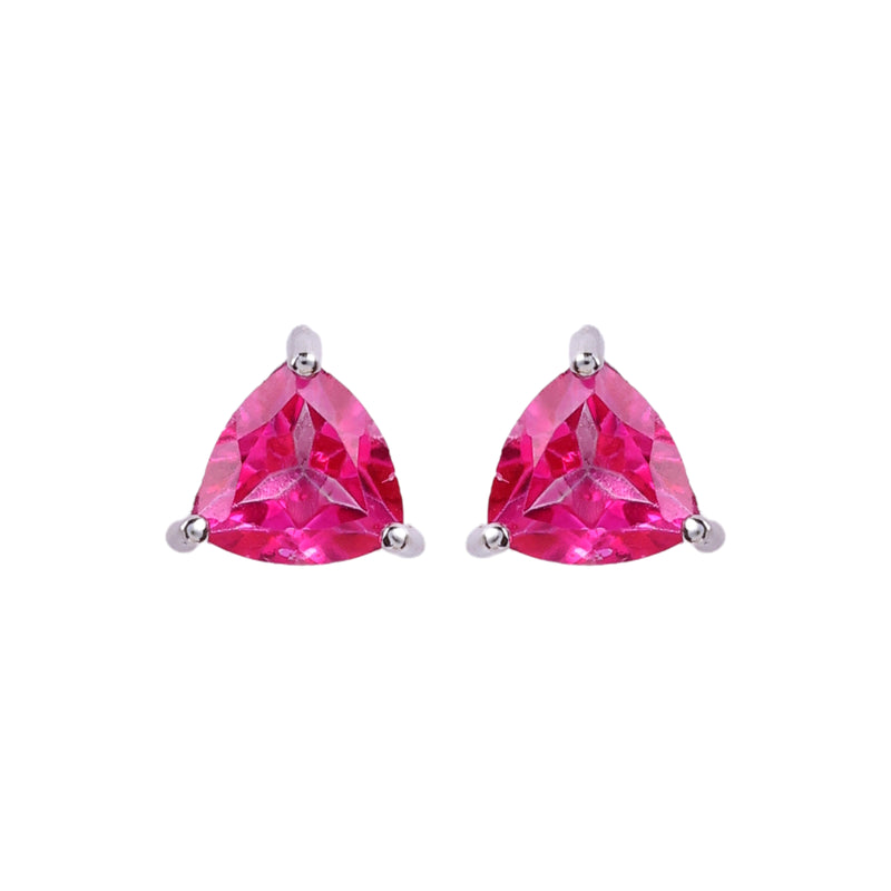 Earrings - Pink Topaz Trillion Studs